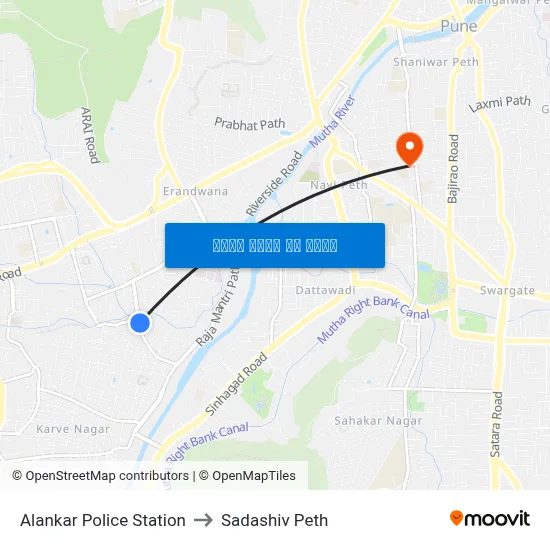 अलंकार पुलिस स्टेशन to सदाशिव पेठ map
