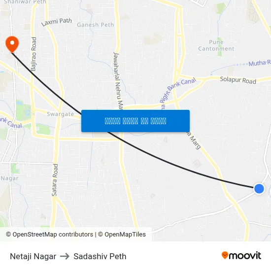 नेताजी नगर to सदाशिव पेठ map