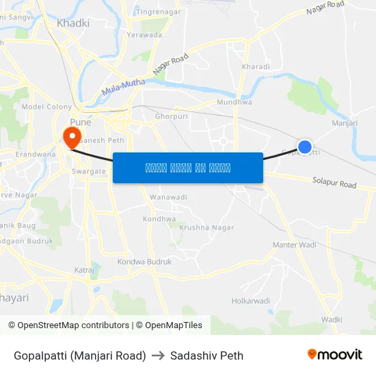 गोपालपट्टी (मांजरी रोड) to सदाशिव पेठ map
