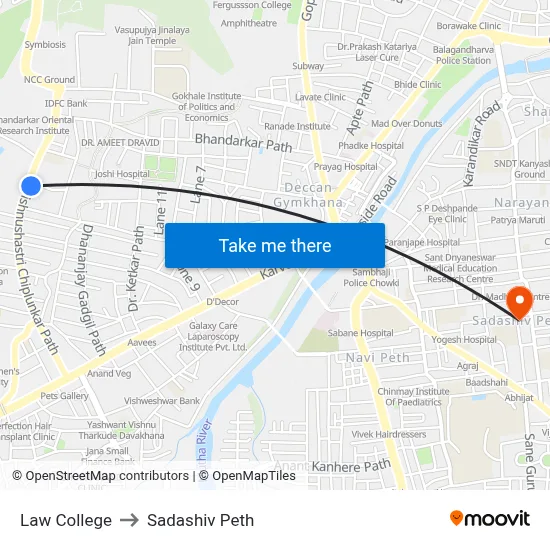 Law College to Sadashiv Peth map