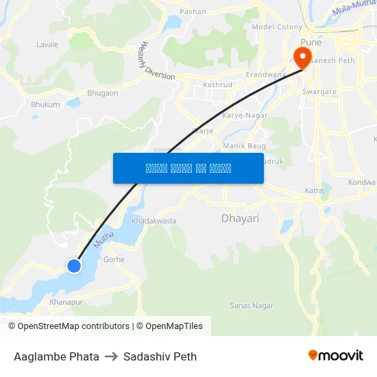 आगलंबे फाटा to सदाशिव पेठ map