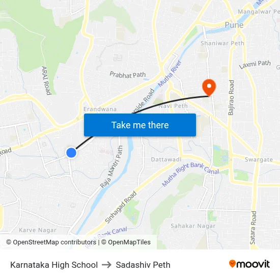कर्नाटक हाई स्कूल to सदाशिव पेठ map