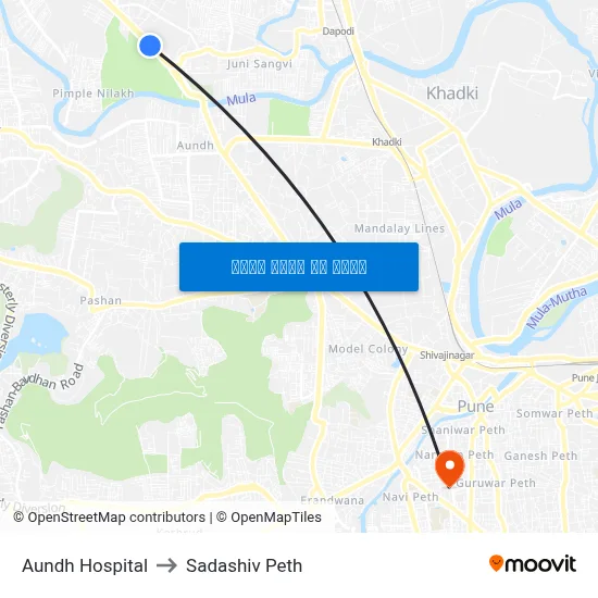 आंध हॉस्पिटल to सदाशिव पेठ map