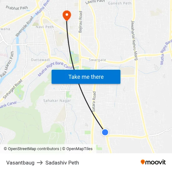 वसंतबाग to सदाशिव पेठ map