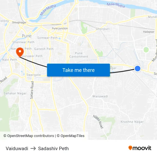 Vaiduwadi to Sadashiv Peth map