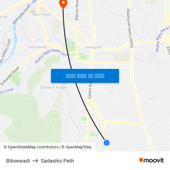 बिबवेवाड़ी to सदाशिव पेठ map