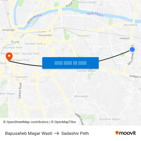 बापूसाहेब मगर वस्ती to सदाशिव पेठ map