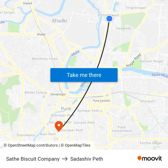 साठे बिस्किट कंपनी to सदाशिव पेठ map