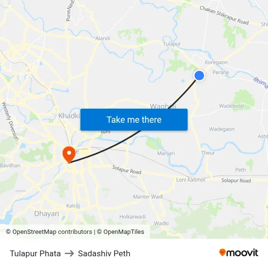 Tulapur Phata to Sadashiv Peth map