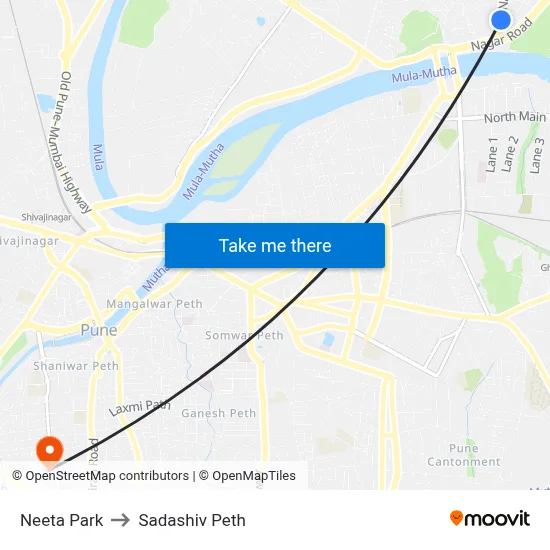 Neeta Park to Sadashiv Peth map
