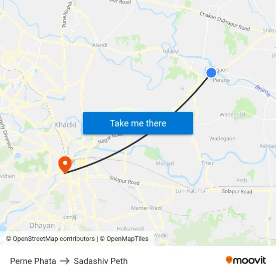 Perne Phata to Sadashiv Peth map