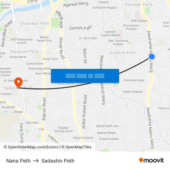 Nana Peth to Sadashiv Peth map