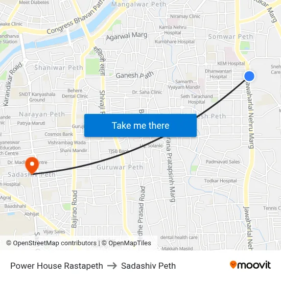 Power House Rastapeth to Sadashiv Peth map