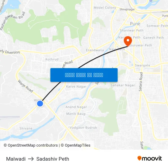 Malwadi to Sadashiv Peth map