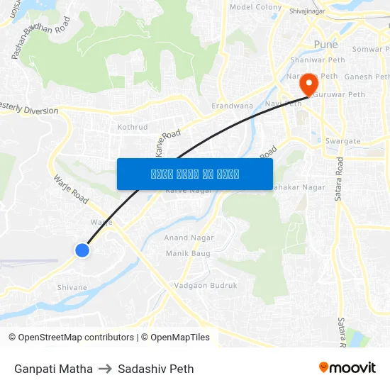 गणपति माथा to सदाशिव पेठ map