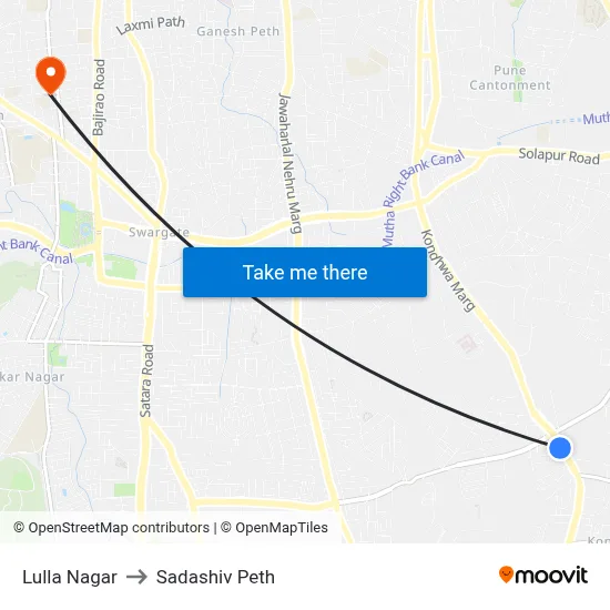 Lulla Nagar to Sadashiv Peth map