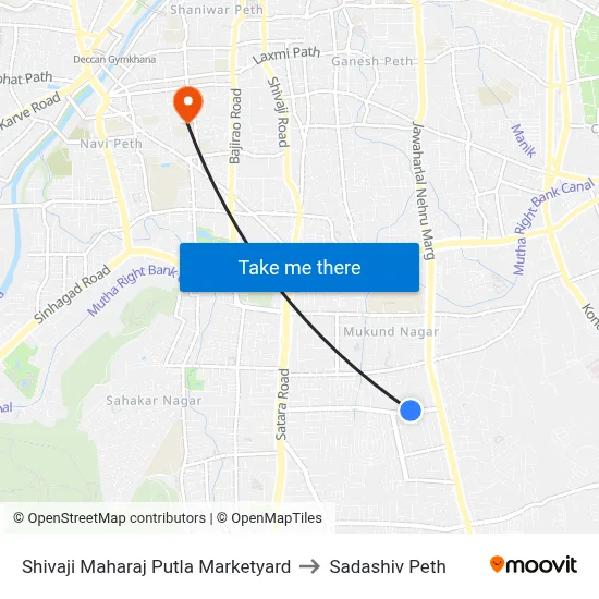 शिवाजी महाराज पुतला मार्केटयार्ड to सदाशिव पेठ map