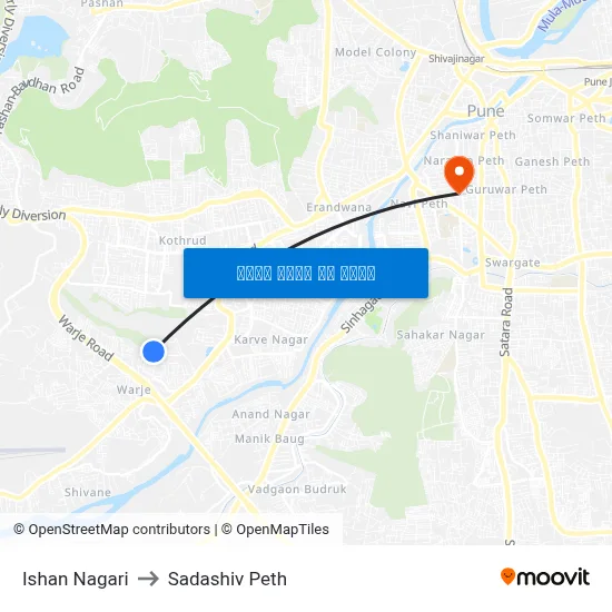 ईशान नगरी to सदाशिव पेठ map