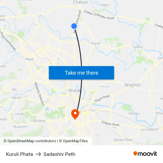 कुरुली फाटा to सदाशिव पेठ map