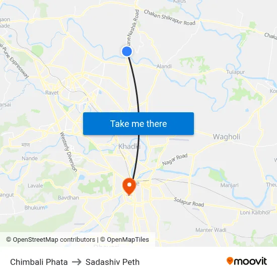 Chimbali Phata to Sadashiv Peth map