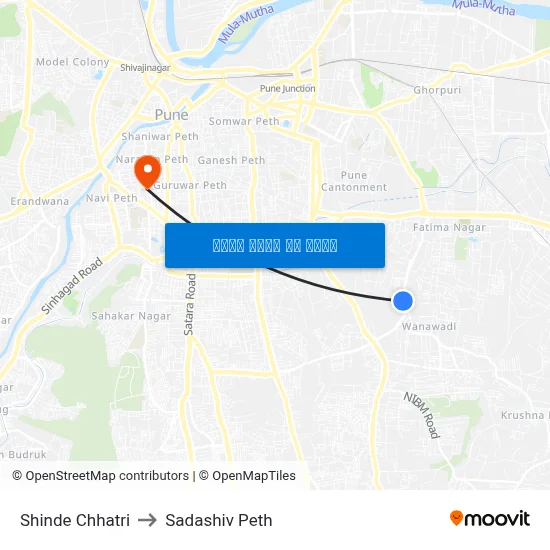 शिंदे छत्री to सदाशिव पेठ map