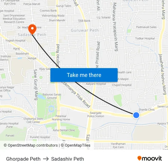 Ghorpade Peth to Sadashiv Peth map