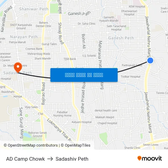 एडी कैंप चौक to सदाशिव पेठ map