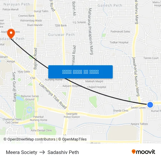 मीरा सोसाइटी to सदाशिव पेठ map