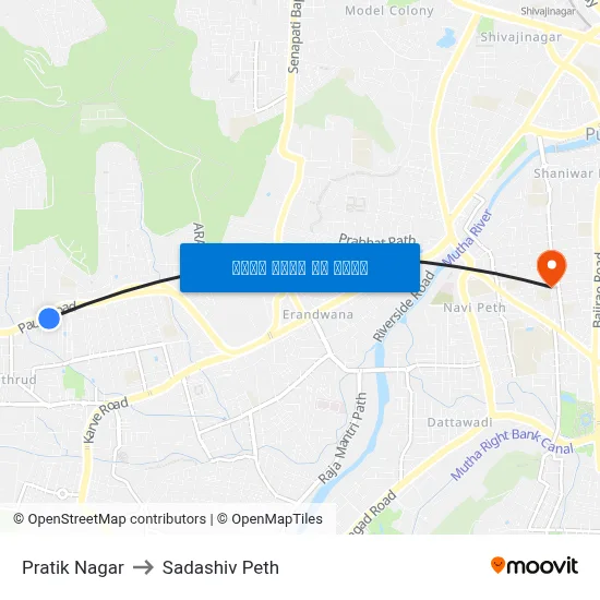 प्रतीक नगर to सदाशिव पेठ map