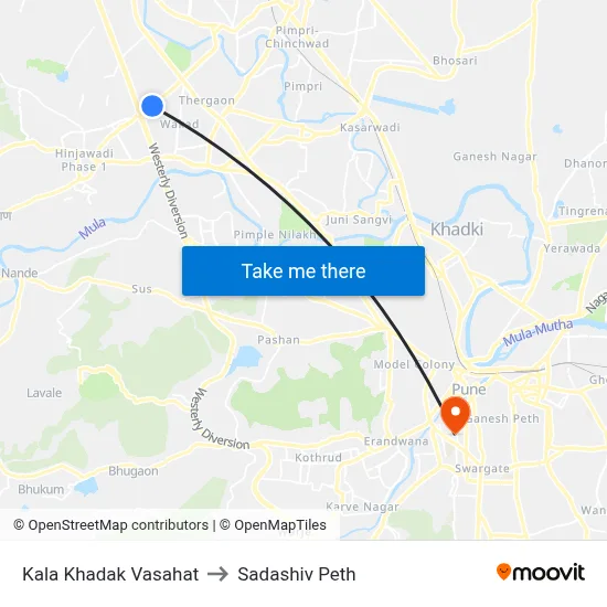 काला खडक वसाहत to सदाशिव पेठ map