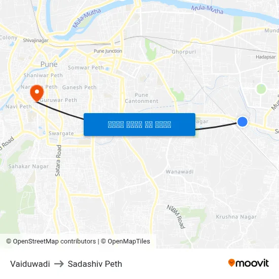 वैदुवाड़ी to सदाशिव पेठ map