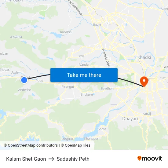 कलम शेत गाव to सदाशिव पेठ map