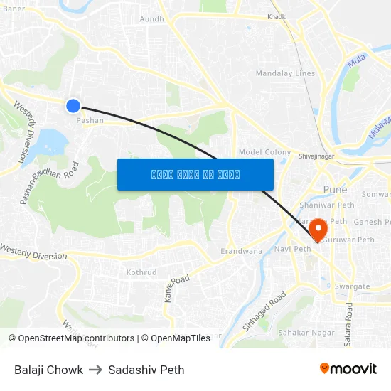 बालाजी चौक to सदाशिव पेठ map