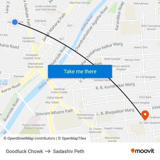 Goodluck Chowk to Sadashiv Peth map