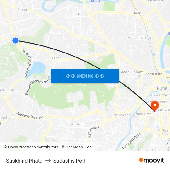 सुसखिंद फाटा to सदाशिव पेठ map