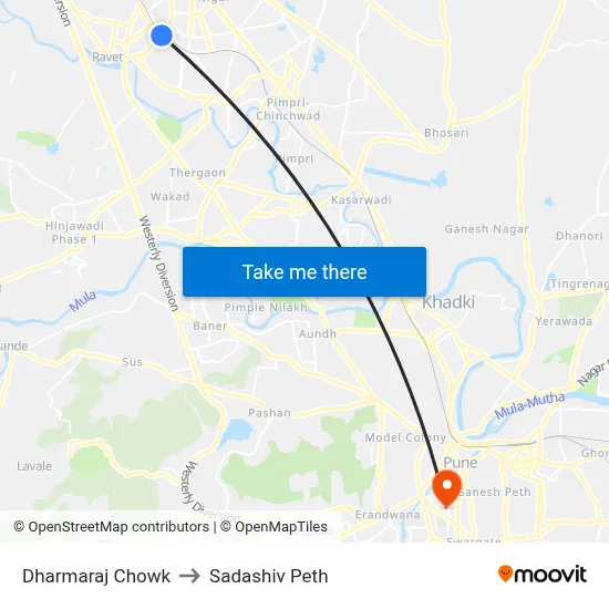 धर्मराज चौक to सदाशिव पेठ map