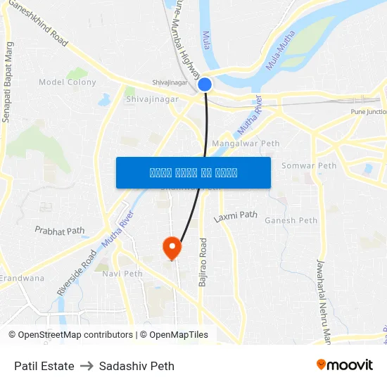 Patil Estate to Sadashiv Peth map