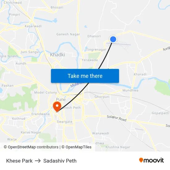 खेसे पार्क to सदाशिव पेठ map