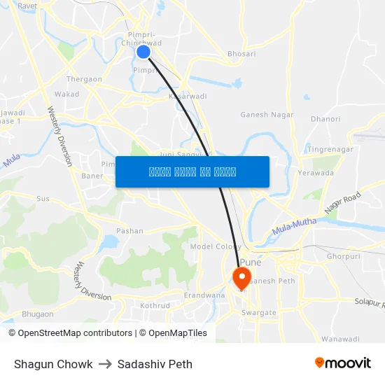 शगुन चौक to सदाशिव पेठ map