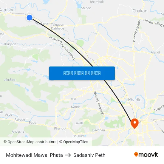 मोहितेवाडी मावल फाटा to सदाशिव पेठ map