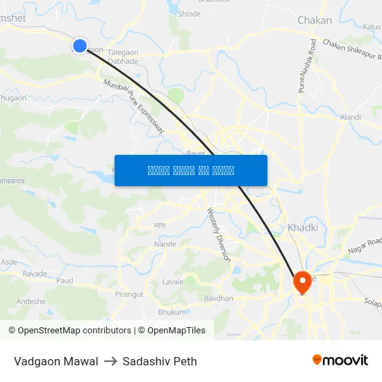 वडगांव मावळ to सदाशिव पेठ map