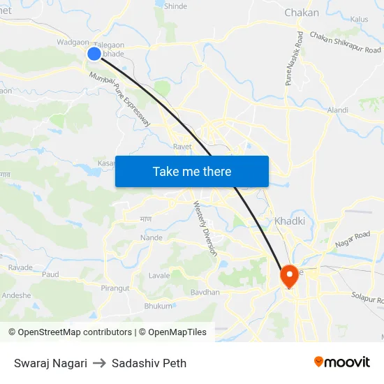 स्वराज नगरी to सदाशिव पेठ map
