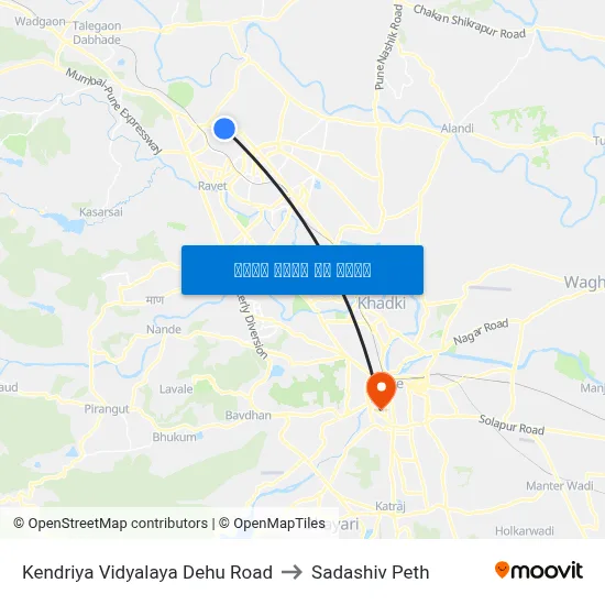 केंद्रीय विद्यालय देहू रोड to सदाशिव पेठ map