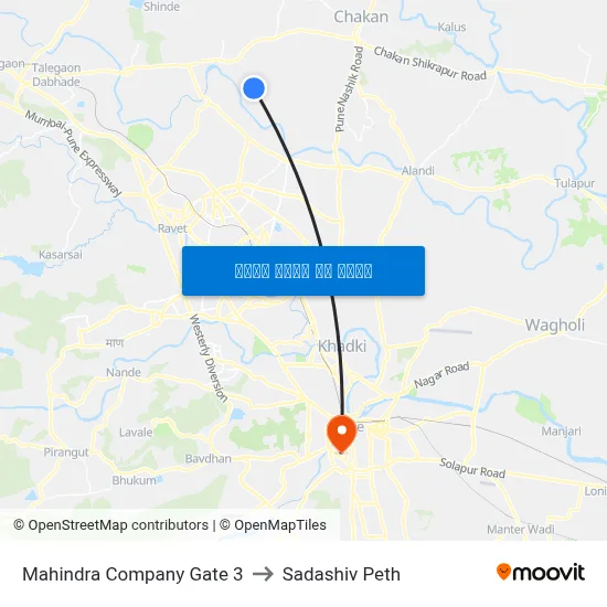महिंद्रा कंपनी गेट 3 to सदाशिव पेठ map