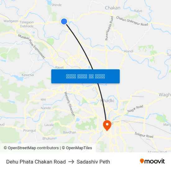 देहू फाटा चाकण रोड to सदाशिव पेठ map