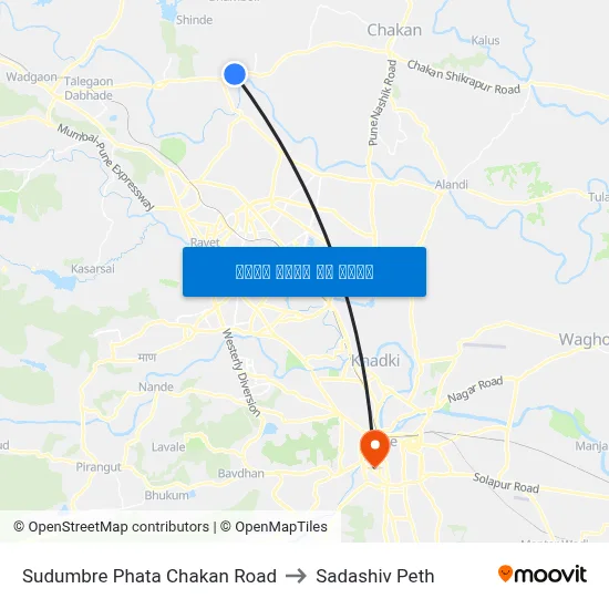 सुदुंबरे फाटा चाकण रोड to सदाशिव पेठ map