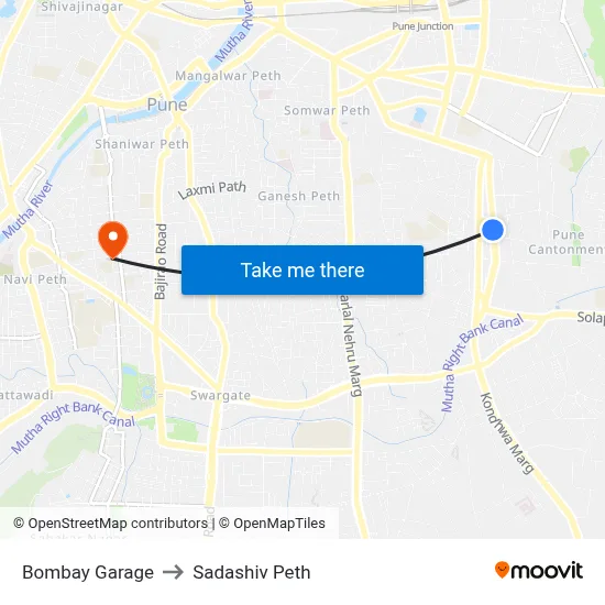 Bombay Garage to Sadashiv Peth map