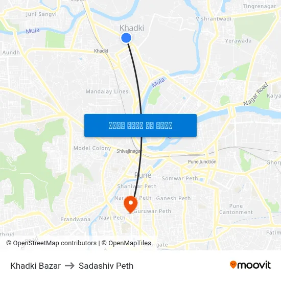 खडकी बाज़ार to सदाशिव पेठ map