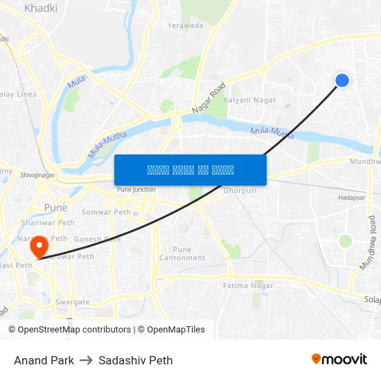 आनंद पार्क to सदाशिव पेठ map