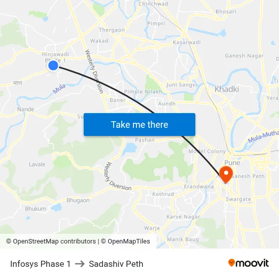 Infosys Phase 1 to Sadashiv Peth map